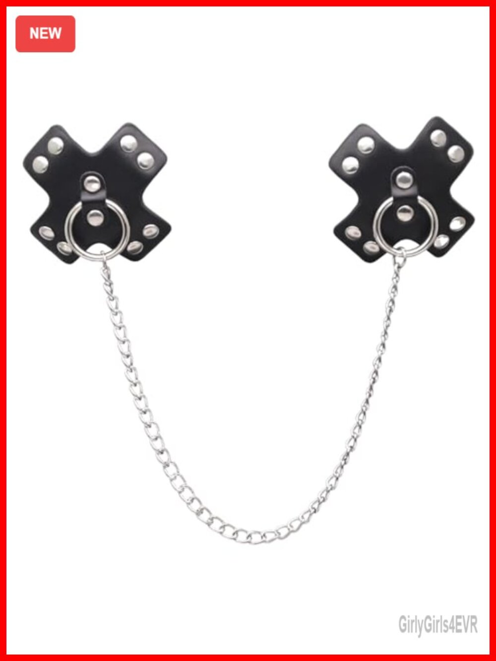 Leather Nipple Cover with Body Chain Alloy Jewelry for Rave Festival